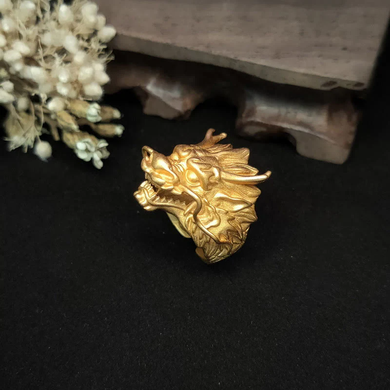 Anello di protezione della fortuna del drago dorato Buddha Stones - Image 2