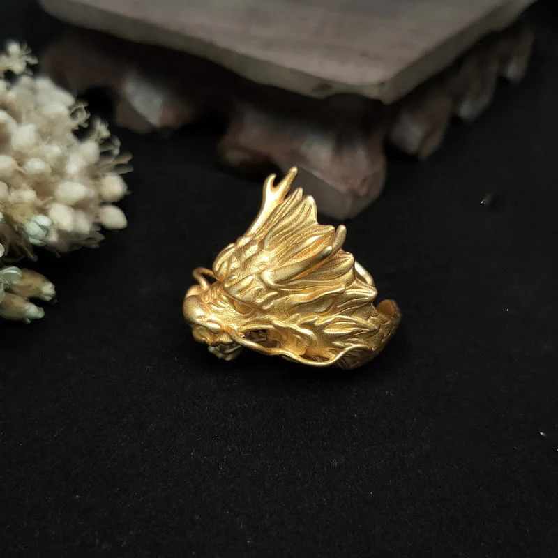 Anello di protezione della fortuna del drago dorato Buddha Stones - Image 3