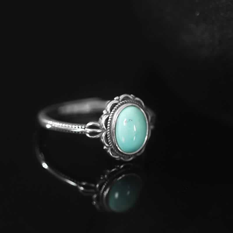 Anello di protezione in argento sterling 925 con agata rossa turchese tibetana - Image 3