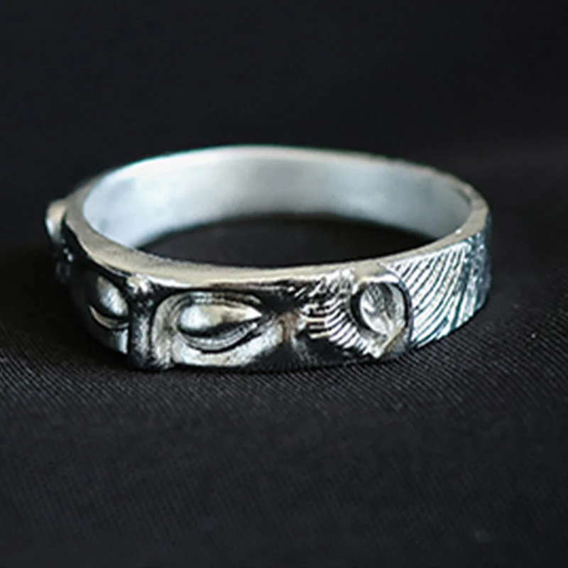Anello di protezione per gli occhi del Buddha in argento sterling 999 Buddha Stones - Image 3