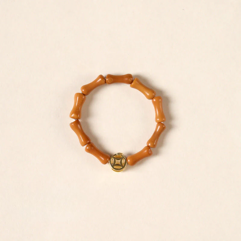 Anello di resistenza interna con moneta di rame e perlina di nocciolo di oliva Buddha Stones - Image 3