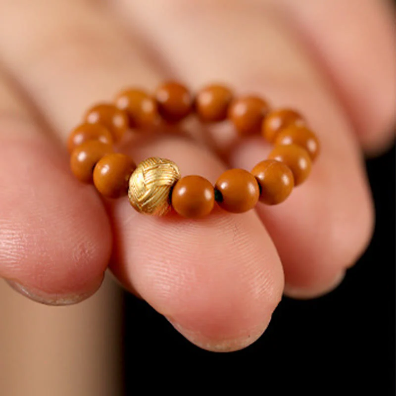 Anello di resistenza interna con moneta di rame e perlina di nocciolo di oliva Buddha Stones - Image 9
