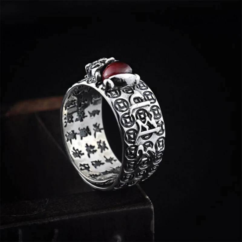 Anello di ricchezza in granato rosso PiXiu FengShui Buddha Stones - Image 4