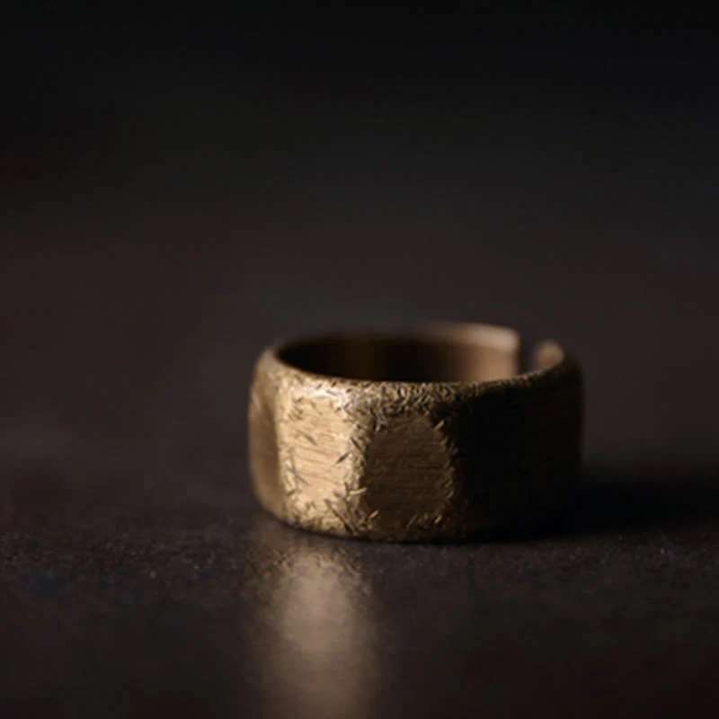 Anello di ricchezza tibetano in ottone e rame satinato dal design semplice - Image 16