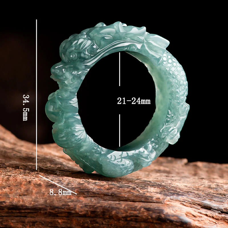 Anello di successo del drago di giada naturale Buddha Stones - Image 10