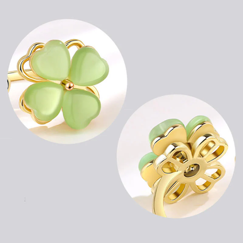 Anello girevole Buddha Stones Cat's Eye Four Leaf Clover Zircone Love - Image 7