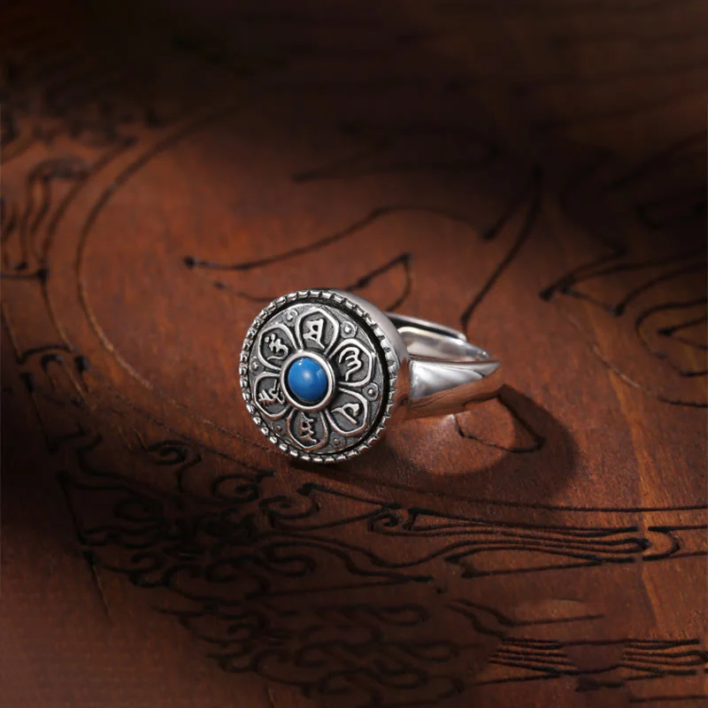 Anello girevole con Buddha Stones tibetano Om Mani Padme Hum Peace - Image 11