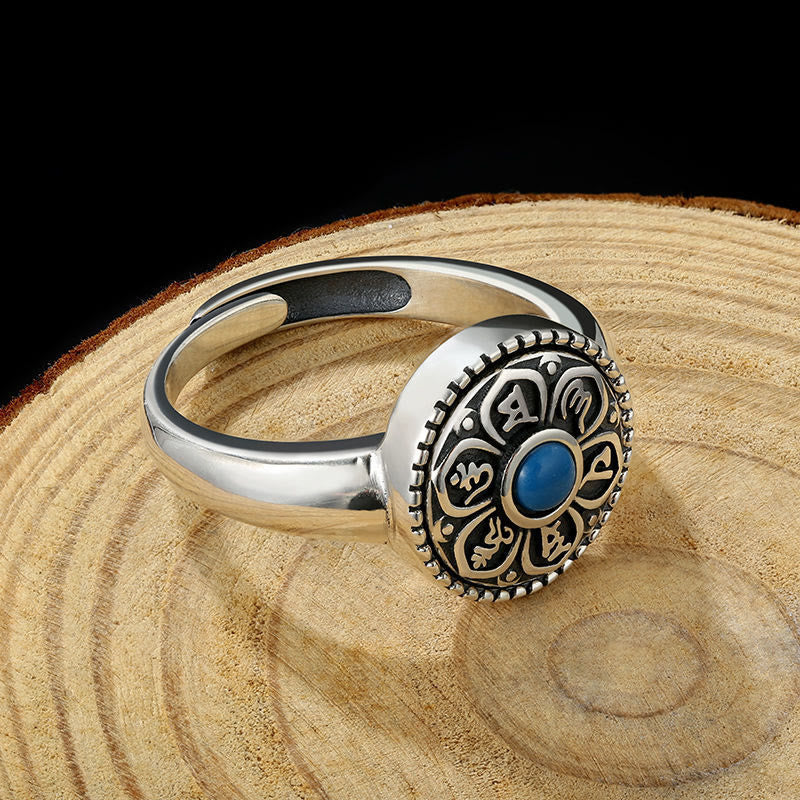 Anello girevole con Buddha Stones tibetano Om Mani Padme Hum Peace - Image 12