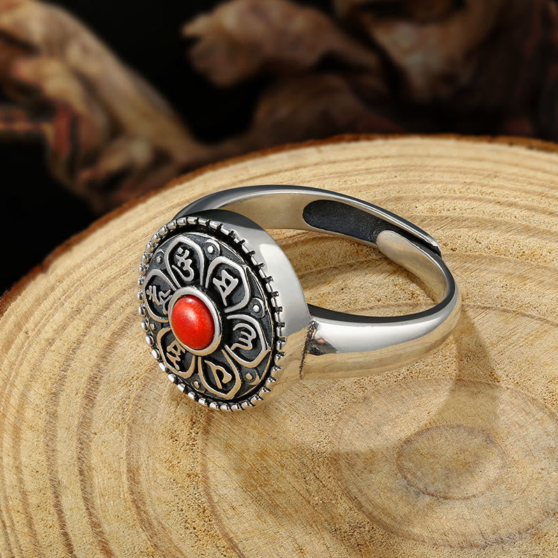 Anello girevole con Buddha Stones tibetano Om Mani Padme Hum Peace - Image 4