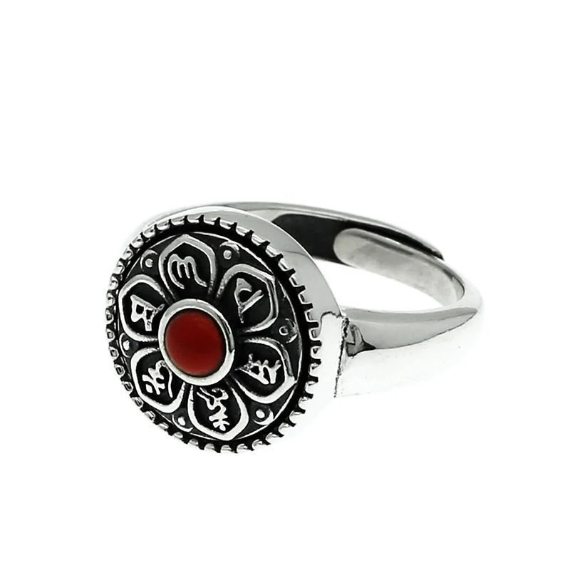 Anello girevole con Buddha Stones tibetano Om Mani Padme Hum Peace - Image 9