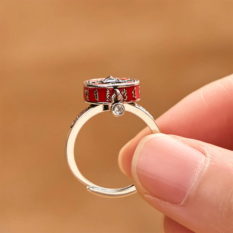 Anello girevole della ricchezza con ruota di preghiera in rame, Buddha Stones Om Mani Padme Hum - Image 4