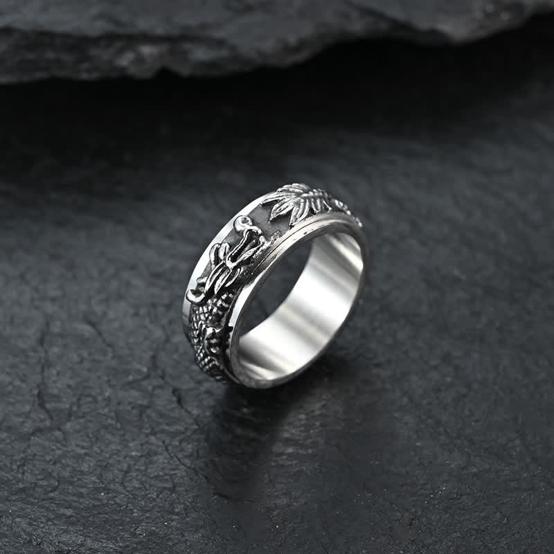 Anello girevole di stimolazione in acciaio al titanio con Buddha Stones drago - Image 15