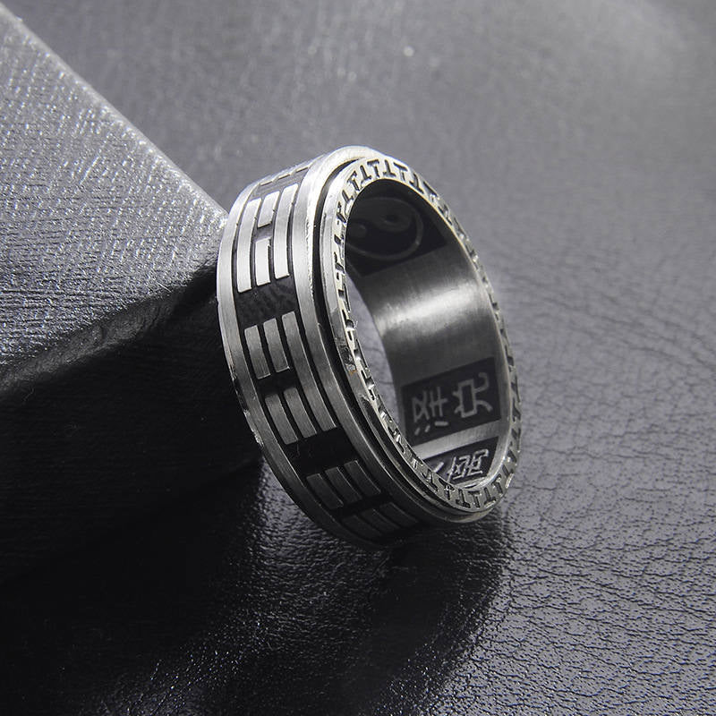 Anello girevole in acciaio al titanio con equilibrio Buddha Stones Bagua Yin Yang - Image 15