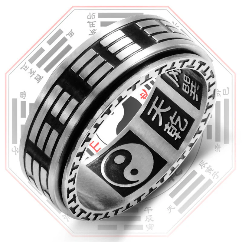 Anello girevole in acciaio al titanio con equilibrio Buddha Stones Bagua Yin Yang - Image 7