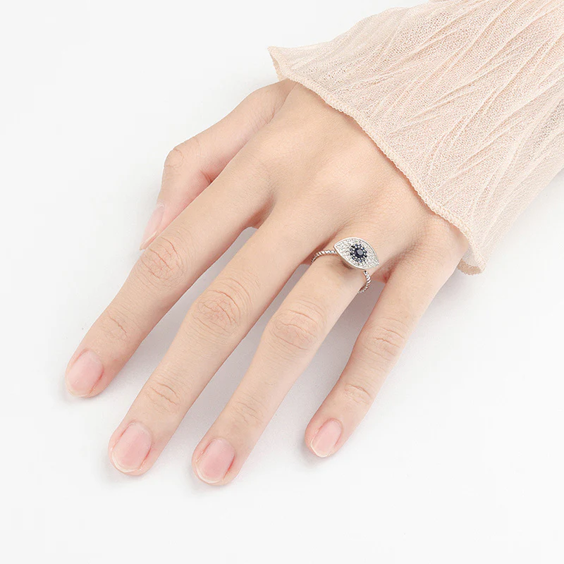 Anello girevole in argento sterling 925 con protezione contro il malocchio e benedizione - Image 4