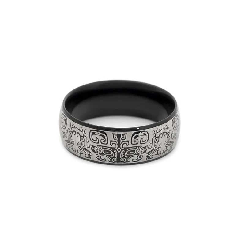 Anello in acciaio al titanio Buddha Stones, creatura mitologica fortunata Taotie - Image 8