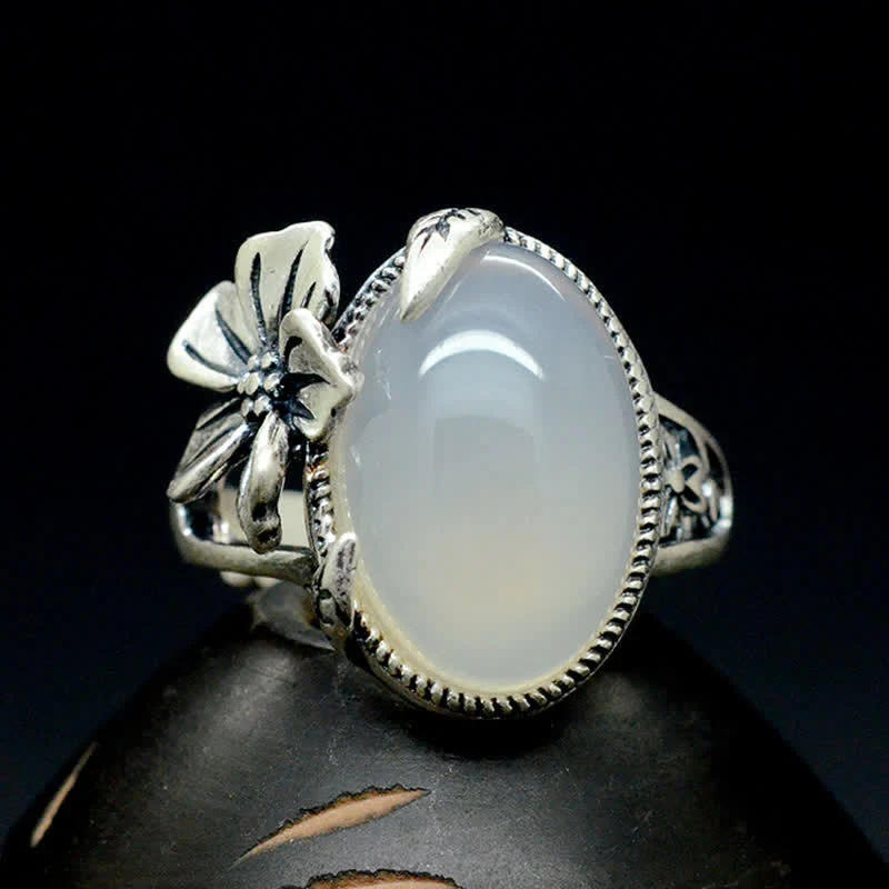 Anello in argento sterling 990 con calcedonio naturale e prugna, armonia positiva - Image 11