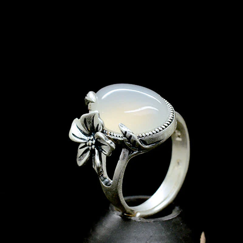 Anello in argento sterling 990 con calcedonio naturale e prugna, armonia positiva - Image 14