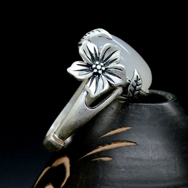 Anello in argento sterling 990 con calcedonio naturale e prugna, armonia positiva - Image 16