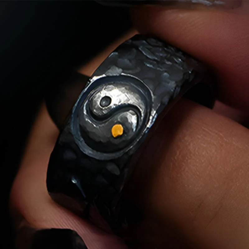 Anello in argento sterling 999 Buddha Stones simbolo dell'equilibrio Yin Yang - Image 4