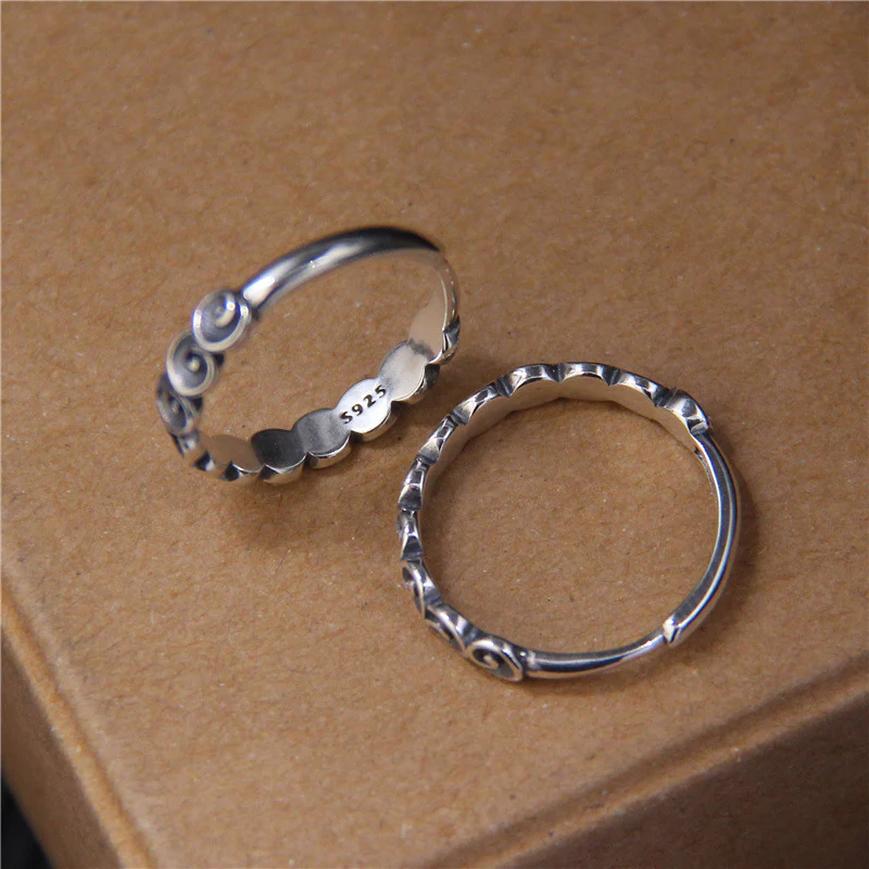 Anello inciso con nuvole di buon auspicio in argento sterling 925 Buddha Stones - Image 5