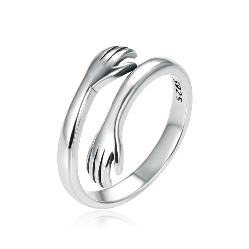 Anello per il pollice con abbraccio d'amore in argento sterling 925 Buddha Stones