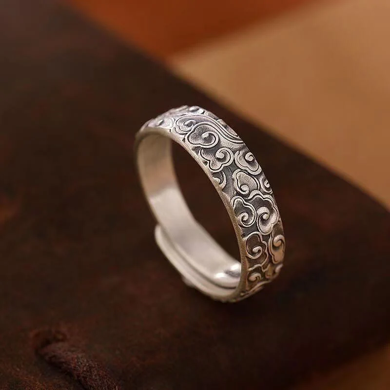 Anello portafortuna con motivo nuvole di buon auspicio vintage Buddha Stones - Image 3