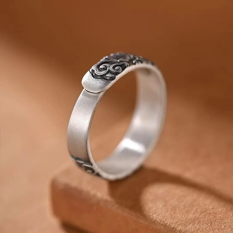 Anello portafortuna con motivo nuvole di buon auspicio vintage Buddha Stones - Image 4