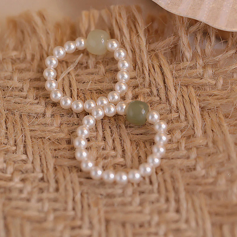 Anello portafortuna con perle di giada rotonde e Buddha Stones - Image 8