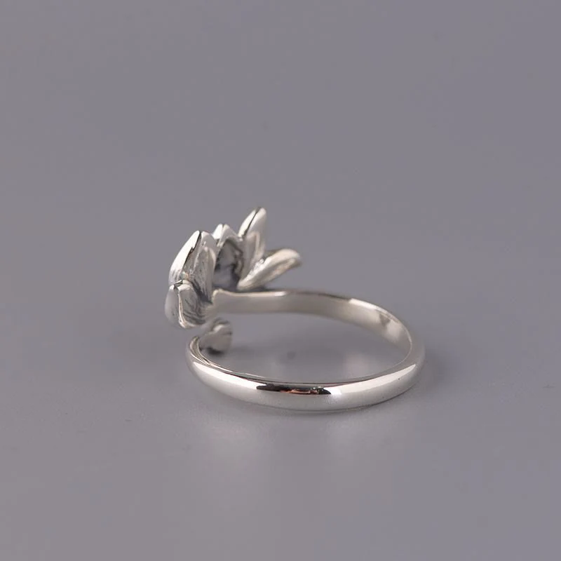 Anello regolabile Buddha Stones 925 Sterling Silver Lotus Flower New Beginning - Image 4