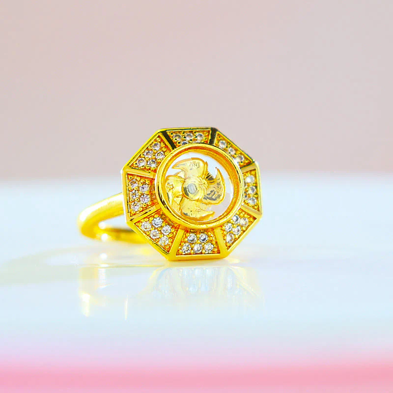 Anello regolabile Buddha Stones Gold Plated Copper Windmill Feng Sheng Shui Qi Luck Wealth - Image 2