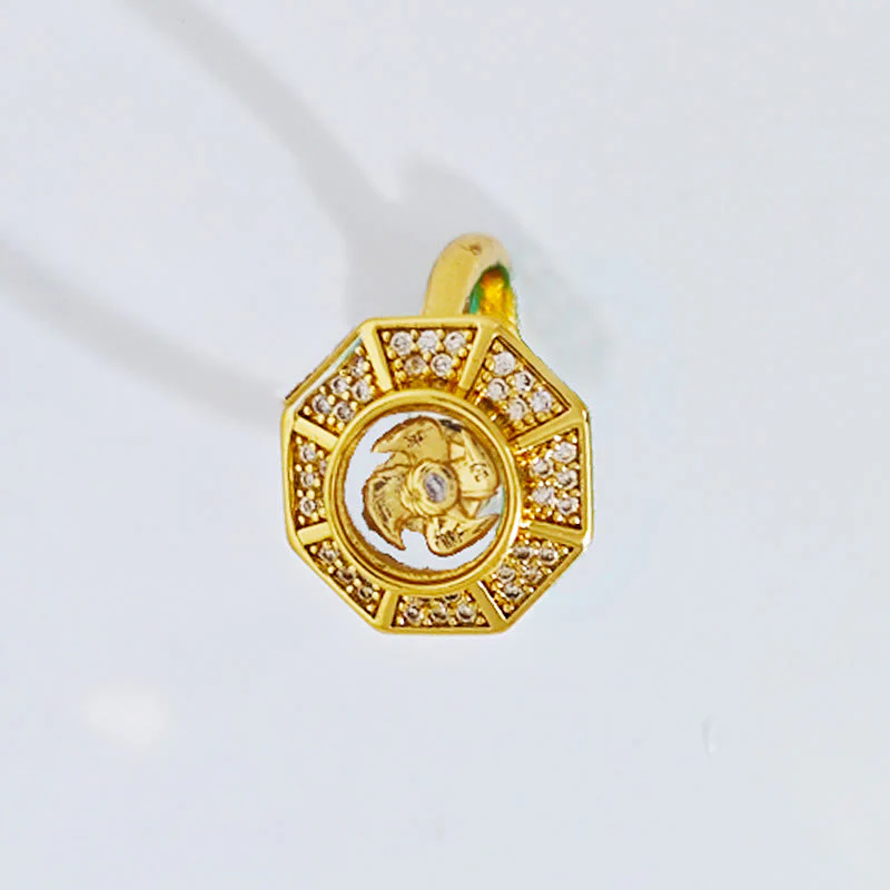 Anello regolabile Buddha Stones Gold Plated Copper Windmill Feng Sheng Shui Qi Luck Wealth - Image 3