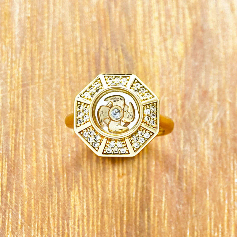 Anello regolabile Buddha Stones Gold Plated Copper Windmill Feng Sheng Shui Qi Luck Wealth - Image 4