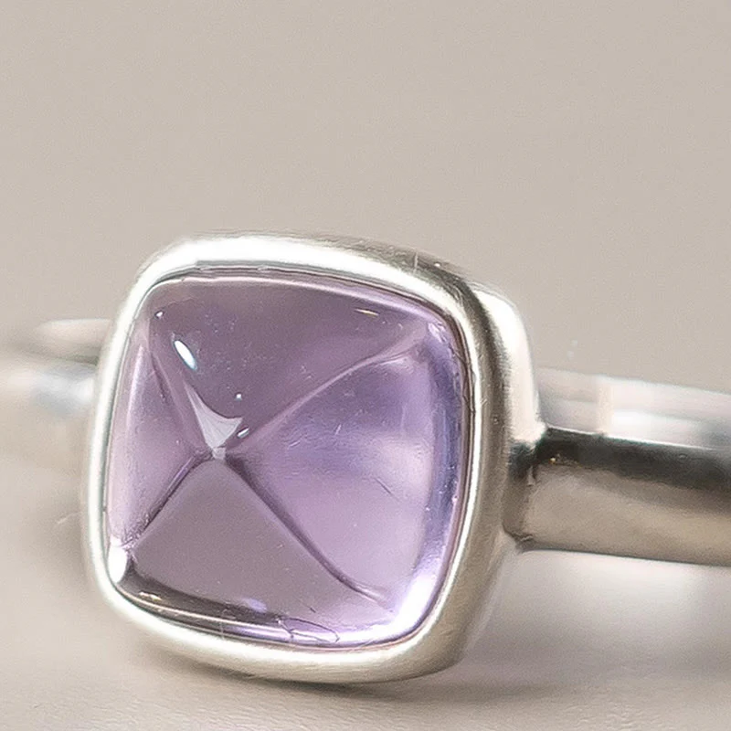 Anello regolabile con ametista naturale in argento sterling 925 Buddha Stones - Image 12