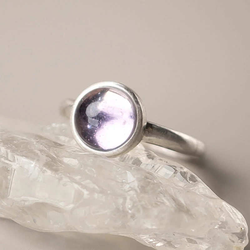 Anello regolabile con ametista naturale in argento sterling 925 Buddha Stones - Image 3