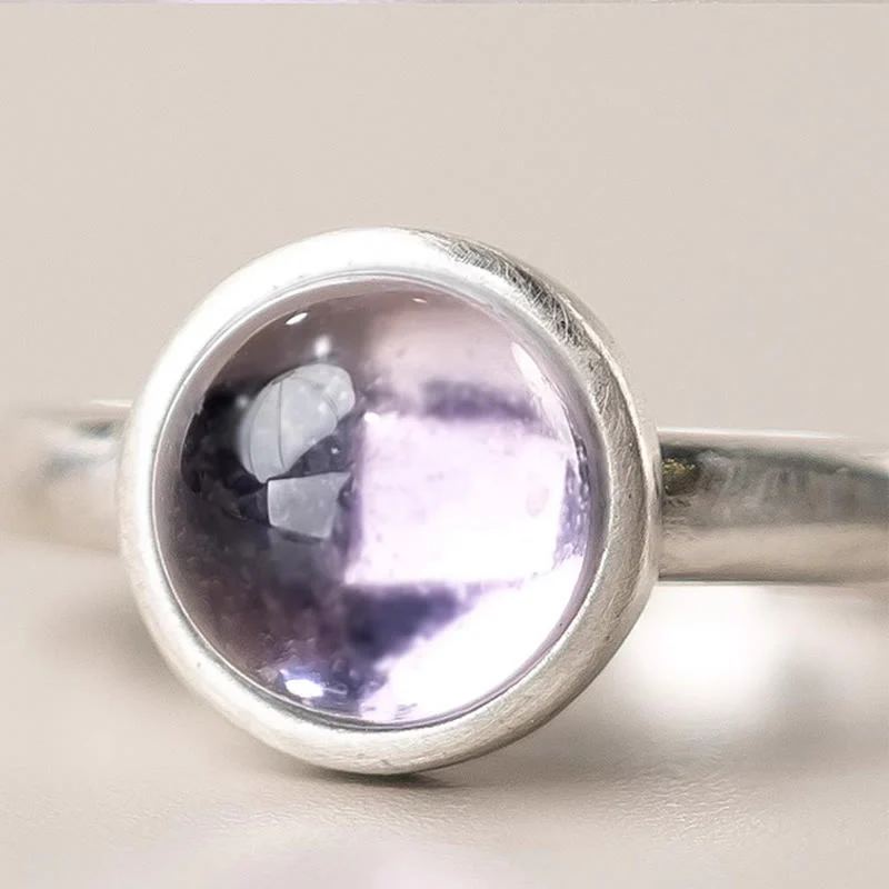 Anello regolabile con ametista naturale in argento sterling 925 Buddha Stones - Image 4