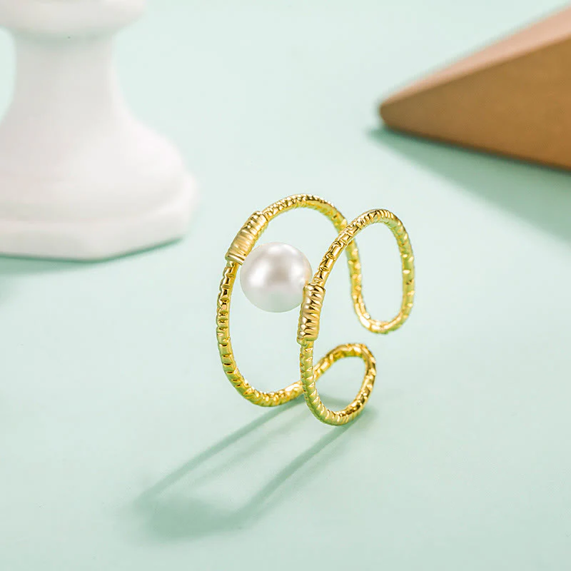 Anello regolabile con perle di giada rotonde in Buddha Stones e doppio strato di rame - Image 8