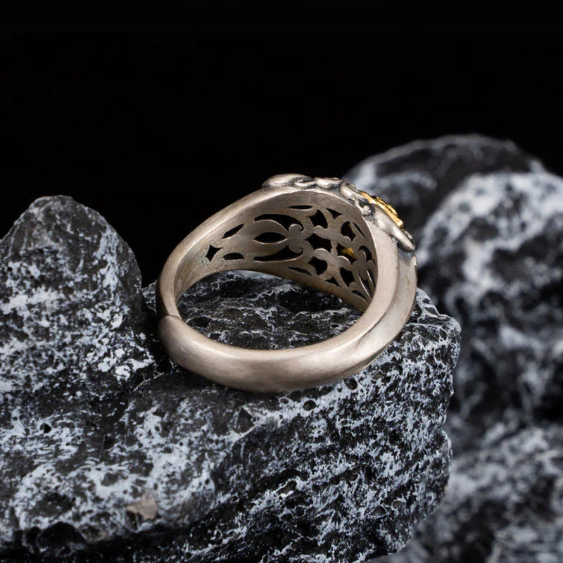 Anello regolabile con protezione del teschio tibetano in argento sterling 925 Buddha Stones - Image 3