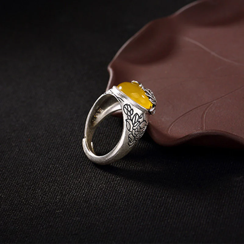 Anello regolabile con protezione e benedizione del loto in citrino Buddha Stones - Image 6