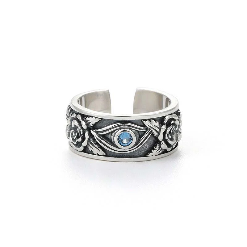 Anello regolabile con protezione in cristallo con occhio di Horus Buddha Stones - Image 5