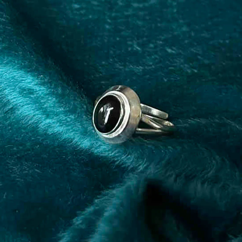 Anello regolabile in argento sterling 925 con onice nero fatto a mano, motivo Buddha Stones - Image 9
