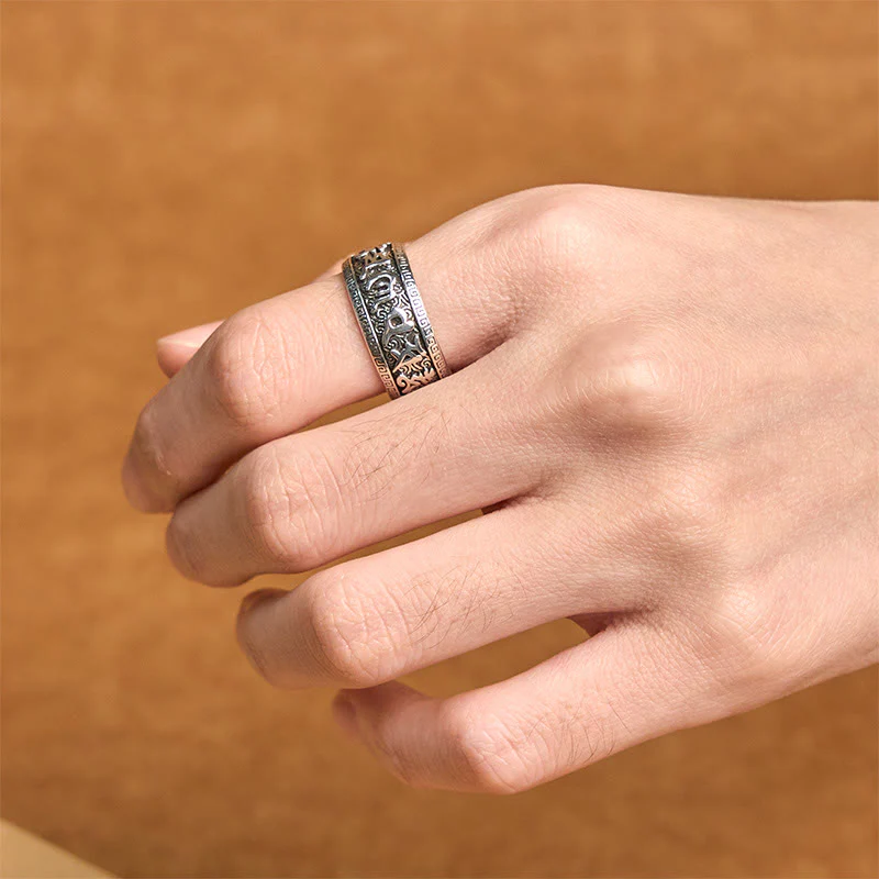 Anello regolabile in rame con Buddha Stones Om Mani Padme Hum - Image 4