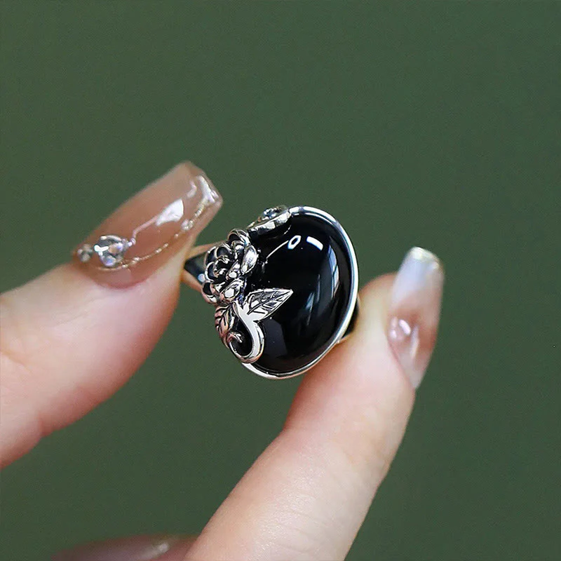Anello regolabile per la cura di sé con fiore di rosa in rame Buddha Stones - Image 3