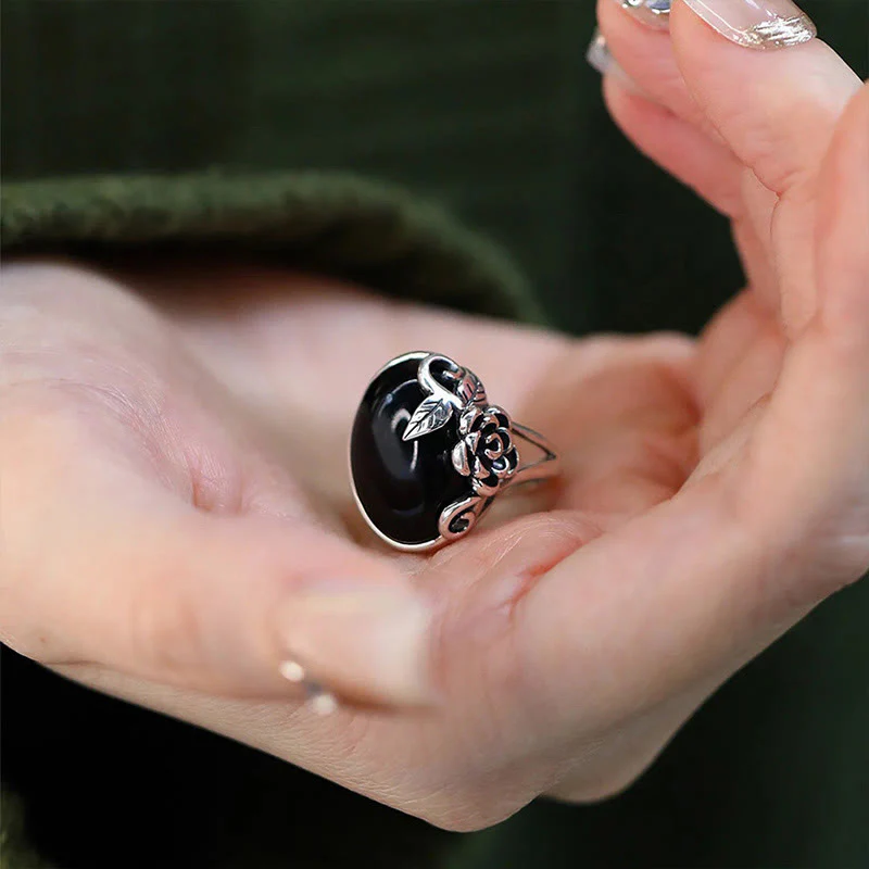 Anello regolabile per la cura di sé con fiore di rosa in rame Buddha Stones - Image 8