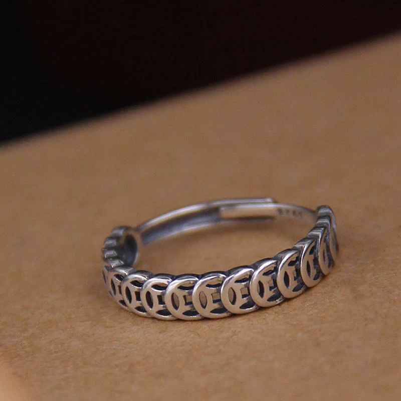 Anello regolabile portafortuna con design moneta in rame vintage - Image 10