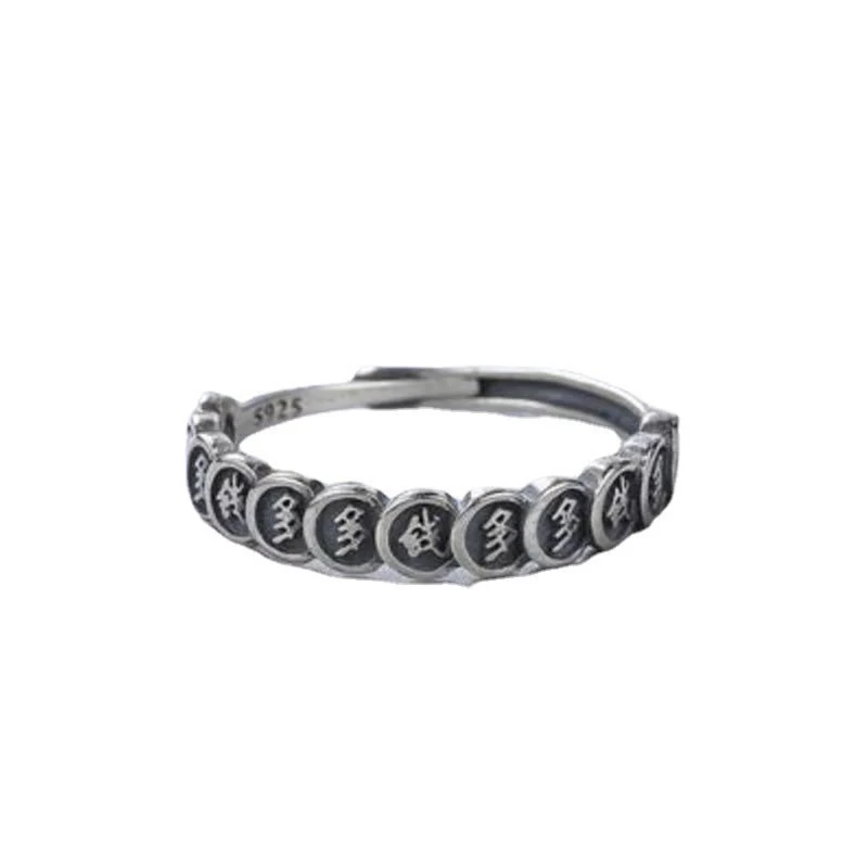 Anello regolabile portafortuna con design moneta in rame vintage - Image 12