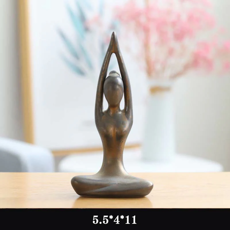 Astratto Yoga Meditazione Esercizio Ceramica Spirituale Figurina Scultura Decorazione - Image 13