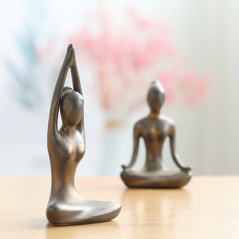 Astratto Yoga Meditazione Esercizio Ceramica Spirituale Figurina Scultura Decorazione - Image 14
