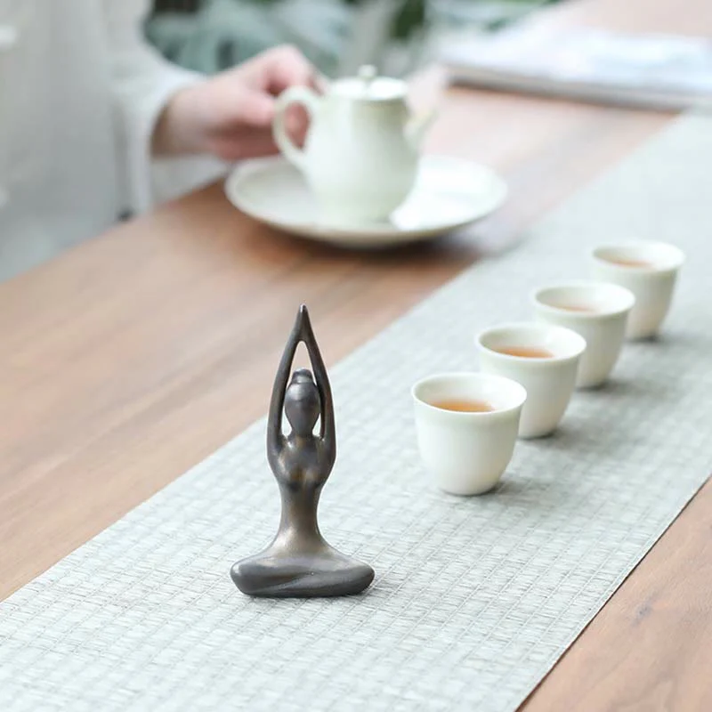 Astratto Yoga Meditazione Esercizio Ceramica Spirituale Figurina Scultura Decorazione - Image 15