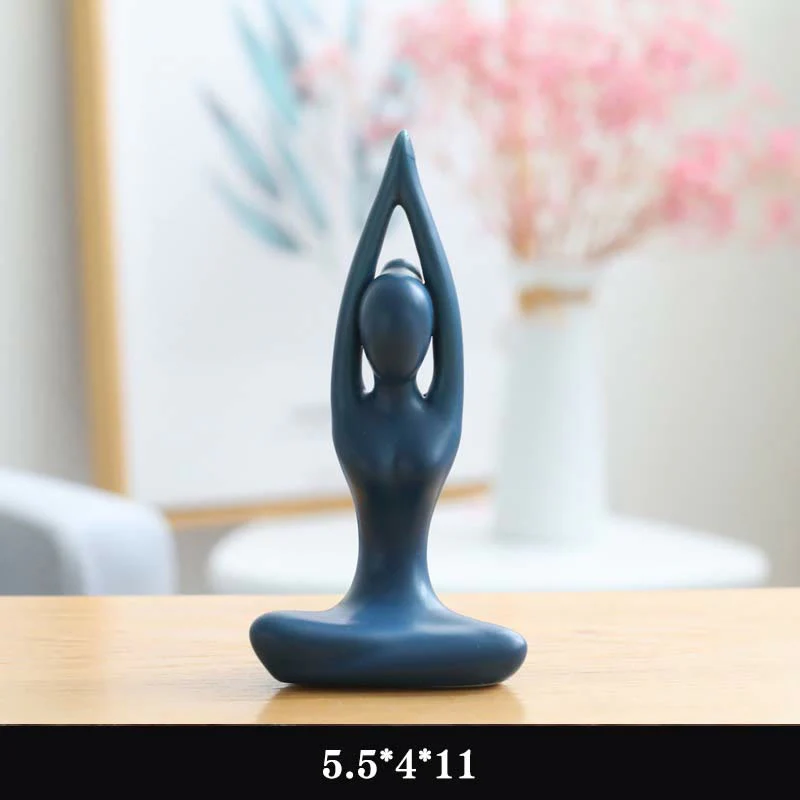 Astratto Yoga Meditazione Esercizio Ceramica Spirituale Figurina Scultura Decorazione - Image 5